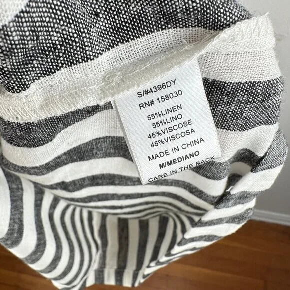 NWT Infinity Raine Love Tree Linen Button Up Stripe V Neck Dress, Size M - Picture 11 of 14